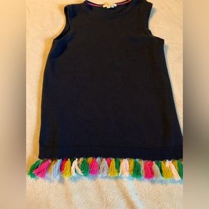Boden Navy Tank Top with Multicolor Tassels